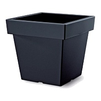 Кашпо Prosperplast Lofly Square Low 19.3*19.3 h18см 4.5л с поддоном пластик антрацитовый