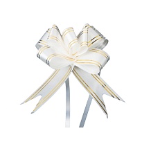 Бант бабочка 23мм с золотой полосой белый