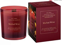 Свеча в стакане Bartek, 240г аромат Глинтвейн деревянный фитиль