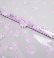 Пленка прозрачная 70см*8м, "Клевер", серый жемчуг/сиреневый