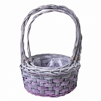 Корзина (ива) d30*h13*hh43см круг сиреневый