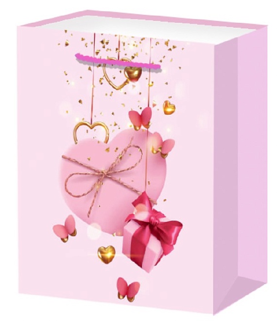 Пакет подарочный 26*32*12см с глиттером Романтика 4