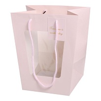 Пакет для цветов  Окно 25*28*18см розовый