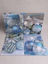 Пакет подарочный НГ 18*24*8,5см шары голубой