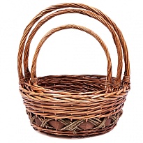 Корзина плетеная (ива) d30*h12*hh35см, коричневый