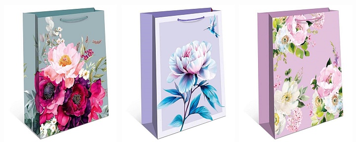 Пакет подарочный 18*23*10см Цветы