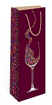 Пакет подарочный под бутылку 12*36*8,5см искры