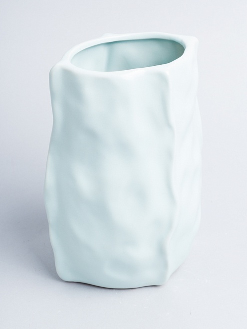 Ваза декоративная h19см керамика голубой