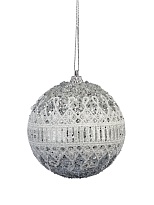Елочная игрушка Шар Карнавал d8см бело-серебристый