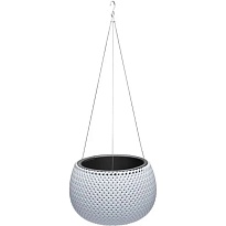Кашпо подвесное Эльфпласт Lace d24 h63см 2.3л с вкладкой пластик белый