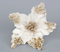 Пуансетия на прищепке d15см шампань-золотой