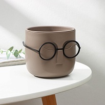 Кашпо Стив d11,5 h10.5см 0,65л с вкладкой пластик французкий серый