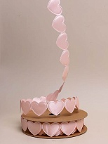 Лента полиэстер 25мм*10ярд Сердечки персиковый