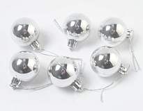 Набор пластиковых шаров 4см 6шт серебряный