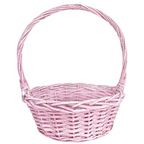 Корзина (ива) d25*25*h10*hh30см круг розовый