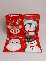Пакет подарочный НГ 26*32*10см снеговик пингвин олень дед мороз 