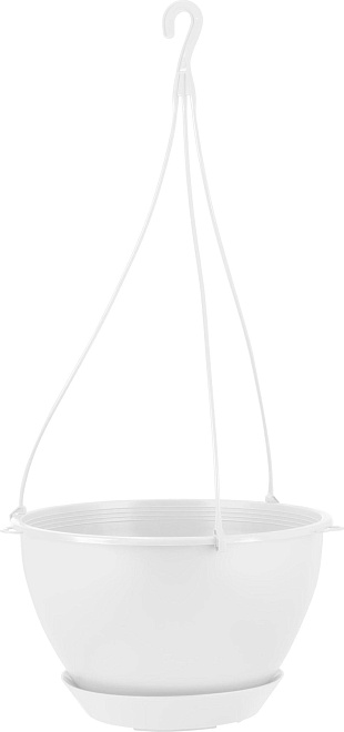 Горшок подвесной Афина d18,5 h11.3см 1.5л с поддоном белоснежный жасмин