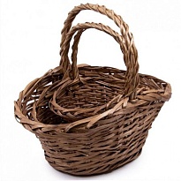 Корзина плетеная (ива) d40*d26*h38*h18см коричневый