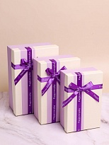 Коробка подарочная 21*14*8см бант сиреневый микс