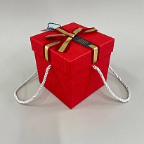 Коробка подарочная 13*13*13см Золотая полоса красный
