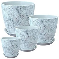 Горшок Бутон Яшма d15 h15см 1,7л с поддоном керамика серый