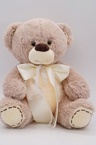 Мягкая игрушка Медведь Герман в молочном банте h28/35см 