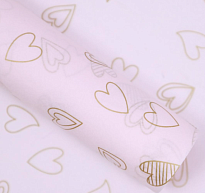 Тишью 50*70см Сердца 10л золото на розовом