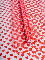 Пленка прозрачная 70см*8м Сердца15 красный