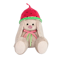 Мягкая игрушка Зайка Ми в вязаной шапке "Арбузик" (большая), 23 см