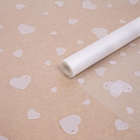 Пленка матовая 60см 200гр Сердечки разные белый