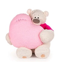 Мягкая игрушка KULT Медведь Тато с сердцем h37см розовый