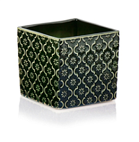 Кашпо квадрат Polnix Vintage d14*14 h13см керамика зеленый