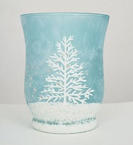 Подсвечник из стекла d9 h10,5см голубой белый