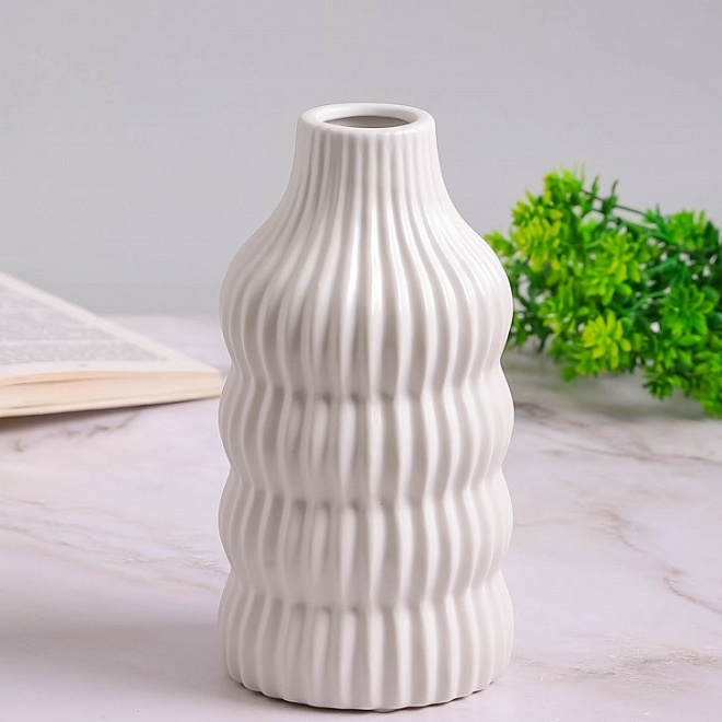 Ваза декоративная d10*h20.5см керамика белый