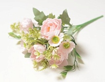 Пион в букете искусственный 4 головы h30см нежно-розовый