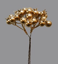Набор веток с ягодами на вставках 3шт h14см золотой
