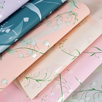 Пленка матовая 57*57см Ландыши 20 листов серо-зеленый