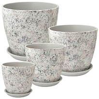 Горшок Бутон Яшма d21 h21см 5л с поддоном керамика белый