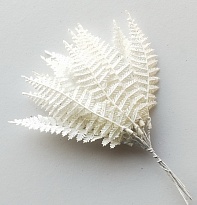 Вставка Листья 12шт h19см с глиттером белый