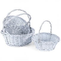 Корзина (ива) d36*h15*hh37см круг белый