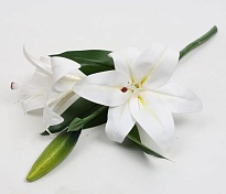 Лилия искусственная 2головы 1бутон h35см белый