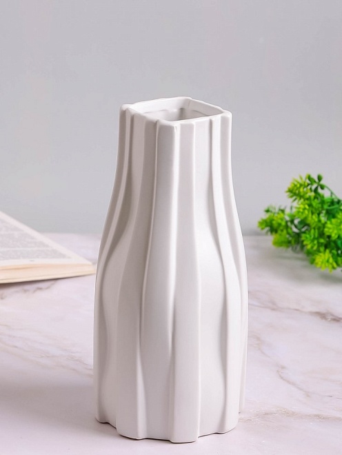 Ваза декоративная d25,5*7 h12,3см керамика белый 