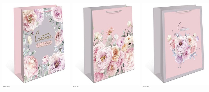 Пакет подарочный 18*23*10см Розовый сад