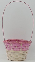 Корзина (бамбук) d13*h9,5*hh28см круг натуральный-розовый