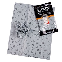 Тишью 50*70см Сердца 20л серый