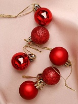 Елочные игрушки Шар d3см 6шт пластик красный