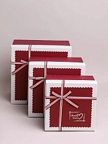 Коробка квадрат 20*20*12см кант белый вишневый