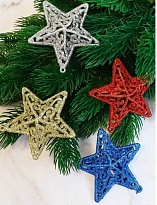 Елочные игрушки Звезда 8,5*3см 4шт/уп ажурная микс