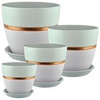 Горшок Бутон Эстет d21 h21см 5л с поддоном керамика бронзовый пудровый