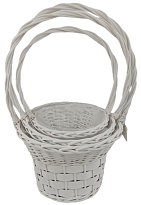 Корзина плетеная (ива) d28*h10*hh38см круг белый